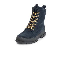 VITAFORM Stiefeletten Damen Gefüttert - Warme Damen Stiefel aus weichem Veloursleder - Lammfell-Gefüttert für den Winter blau 37 von VITAFORM