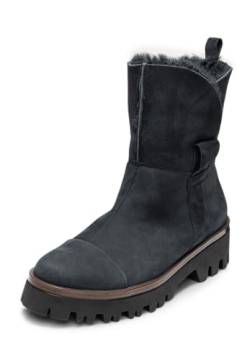 VITAFORM Stiefeletten Damen Gefüttert - Warme Damen Stiefel aus weichem Veloursleder Lammfell-Gefüttert für den Winter blau 38 von VITAFORM