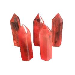 VITINNO 50–60 mm roter Schmelzquarz, Kristallspitze, Obelisk, sechseckiger Zauberstab, Reiki von VITINNO