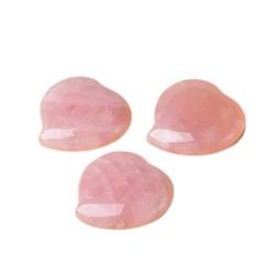 VITINNO Natürlicher rosafarbener klarer Kristall-Amethyst-Lepidolit-Urin-Obsidian-Tigerauge-Liebes-Herz-Edelstein-Anhänger-Halskette-Geschenk (Color : Rose Quartz, Size : Stone) von VITINNO
