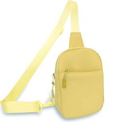 VITTINY Mini-Schultertasche, Umhängetasche, Bauchtasche für Damen, kleine Brusttasche, leicht, mit verstellbarem Gurt, Gelb, gelb, Mini-Schultertasche für Damen von VITTINY