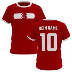 T-Shirt mit Türkei Türkiye Fussball WM EM Name & Nr. Trikot Geschenk Idee Tshirt Rot Unisex von VIVA WERBUNG