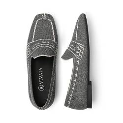 VIVAIA Sierra Damen Casual Loafers Slip on Waschbar Flache Schuhe Quadratischer Zehen-Stil, Rich Grey-prime, 37 EU von VIVAIA