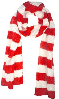 VIVIAN & VINCENT Herbst Winter Ultra Soft Knit Gestreifter Schal für Damen Herren Jungen Mädchen, Rot und weiß, Einheitsgröße von VIVIAN & VINCENT