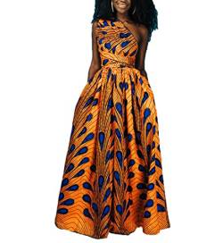 VIVICOLOR Afrikanisches Boho-Split-Kleid für Damen Dashiki-Druck, traditionelles Kostüm, V-Ausschnitt, hohe Taille, Lange Maxikleider, vielseitig von VIVICOLOR