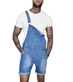 VIVICOLOR Herren-Denim-Latzhose, Herren-Denim-Latzhose, kurzer Strampler, Arbeitskleidung, über dem Knie, Jeans-Overall von VIVICOLOR