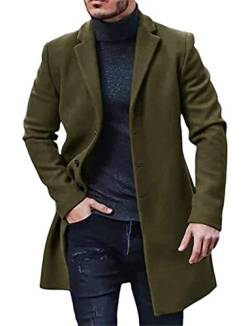 VIVICOLOR Langer Woll-Trenchcoat für Herren Lässiger Revers-Mantel mit fallendem Kragen Business Slim Fit Trench Topcoat von VIVICOLOR