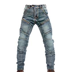 VIVICOLOR Motorradjeans für Herren Motor Jeans Hose Blau Patchwork Motorrad Denim Hosenhose von VIVICOLOR