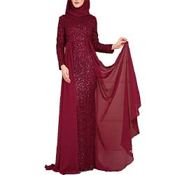 VIVICOLOR Muslimisches Arabisches Kleid für Frauen,Dubai Kaftan Islamisches Afrikanisches Kostüm für Hochzeit, Party & Dinner von VIVICOLOR