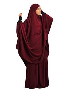 VIVICOLOR Muslimisches islamisches Gebetskleid in voller Länge Hijab Frauen Abaya Dubai Gebetskleid volle Abdeckung türkische Robe zweiteilig von VIVICOLOR