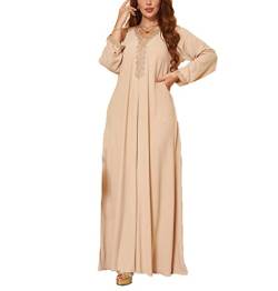 VIVICOLOR Naher Osten Kleider für Frauen Elegantes Dubai Abend Kaftan Kleid Damen Islamische Stickerei Arabisches Abaya Kleid von VIVICOLOR