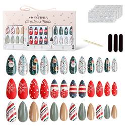 72 Stück Nägel Zum Aufkleben Künstliche Fingernägel Set Pre-glue Press on Fake Nägel Tipps Weihnachtsnagel für Mädchen von VIVID STELLA