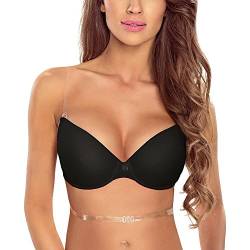 VIVISENCE 1035 Dame Push-Up BH Bügel Maximizer Multiway Gepolstert, Schwarz,70E von VIVISENCE