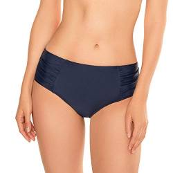 VIVISENCE 3002 Bikinislips Dame Bademode Musterlos Gerafft Hoher Bund Setteil EU, Dunkelblau,42 von VIVISENCE