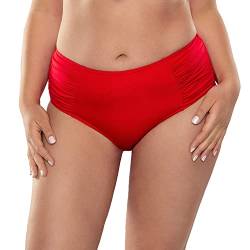 VIVISENCE 3002 Bikinislips Dame Bademode Musterlos Gerafft Hoher Bund Setteil EU, Rot,38 von VIVISENCE