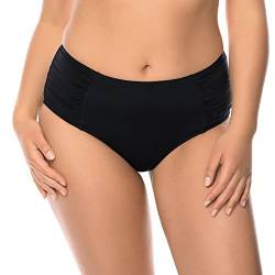 VIVISENCE 3002 Bikinislips Dame Bademode Musterlos Gerafft Hoher Bund Setteil EU, Schwarz,38 von VIVISENCE