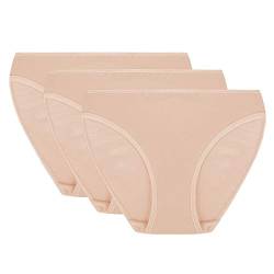 VIVISENCE 4002 Dame Slip Unterhose Normaler Bund Glatt, Beige,L von VIVISENCE