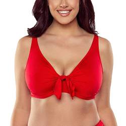 VIVISENCE Bikini BH Dame Bademode Bikinioberteil Musterlos Setteil EU 3202, Rot,75F von VIVISENCE