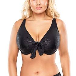 VIVISENCE Bikini BH Dame Bademode Bikinioberteil Musterlos Setteil EU 3202, Schwarz Glänzend,80C von VIVISENCE