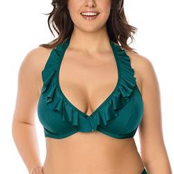 VIVISENCE Bikini BH Dame Bademode Gepolstert Hergestellt In EU Neckholder 3220, Grün,75D von VIVISENCE