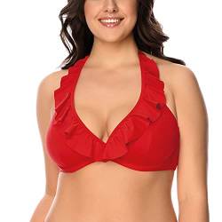 VIVISENCE Bikini BH Dame Bademode Gepolstert Hergestellt In EU Neckholder 3220, Rot,70H von VIVISENCE