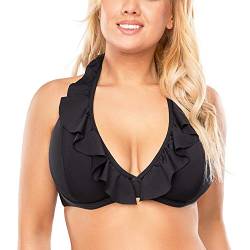 VIVISENCE Bikini BH Dame Bademode Gepolstert Hergestellt In EU Neckholder 3220, Schwarz,80D von VIVISENCE