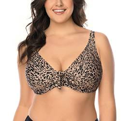 VIVISENCE Bikini BH Dame Bademode Soft Cups Gestreift Regulierbar EU 3203, Beige-Schwarz,75H von VIVISENCE