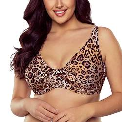 VIVISENCE Bikini BH Dame Bademode Soft Cups Gestreift Regulierbar EU 3203, Panther,80E von VIVISENCE