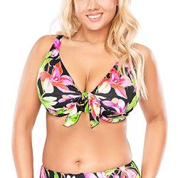 VIVISENCE Bikini BH Dame Bademode Soft Cups Gestreift Regulierbar EU 3203, Pinke Blumen,75E von VIVISENCE