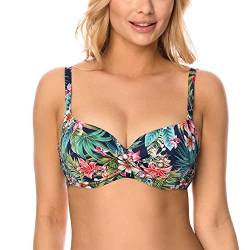 VIVISENCE Bikini Push-Up BH Dame Bademode Geblümt Regulierbar Klassisch EU 3222, Dunkelblau,70D von VIVISENCE