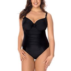 VIVISENCE Dame Badeanzug Bademode Musterlos Regulierbar Träger EU 3108, Schwarz,75G von VIVISENCE