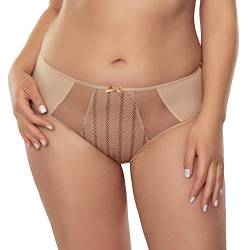 VIVISENCE Dame Slip Spitze Tüll Klassisch Hoher Bund Unterhose 1053W, Gold,L von VIVISENCE