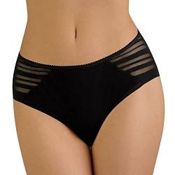 VIVISENCE Dame Slip Unterhose Streifen Glatt Bund Netz Unterwäsche 4015, Schwarz,L von VIVISENCE