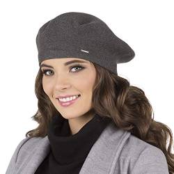 VIVISENCE Damen Baskenmütze Eleganter Wintermütze Warm Und Gemütlich Kopfbedeckung An Winter Und Herbst Warm Dick Strickmütze, Klassisch Mütze Für Frauen, Hergestellt In EU, Dunkelgrau von VIVISENCE