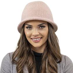 VIVISENCE Damen Hut Eleganter Wintermütze Warm Und Gemütlich Kopfbedeckung An Winter Und Herbst Warm Dick Strickmütze, Klassisch Mütze Für Frauen, Hergestellt In EU, Rosa von VIVISENCE