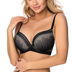 VIVISENCE Damen Push-Up BH Schalen, Musterlos 1041, Beige-Schwarz,70D von VIVISENCE