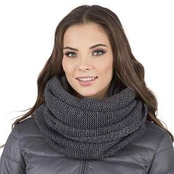 VIVISENCE Damen Winter Loop Schal Warm Und Gemütlich Halsbedeckung An Winter Und Herbst Warm Dick Schal, Klassisch Winterschal Für Frauen, Hergestellt In EU, Dunkelgrau von VIVISENCE