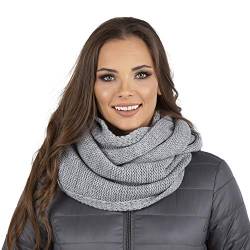 VIVISENCE Damen Winter Loop Schal Warm Und Gemütlich Halsbedeckung An Winter Und Herbst Warm Dick Schal, Klassisch Winterschal Für Frauen, Hergestellt In EU, Hellgrau von VIVISENCE