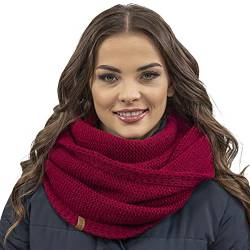 VIVISENCE Damen Winter Loop Schal Warm Und Gemütlich Halsbedeckung An Winter Und Herbst Warm Dick Schal, Klassisch Winterschal Für Frauen, Hergestellt In EU, Weinrot von VIVISENCE