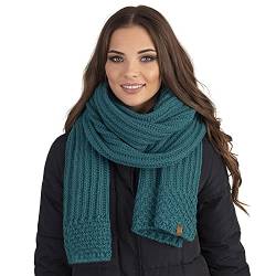 VIVISENCE Damen Winter Schal Warm Und Bequem Halsbedeckung Für Herbst Und Winter Warm Dick Schal, Klassisch Winterschal Für Frauen, Hergestellt In Der EU, Dunkeltürkis von VIVISENCE