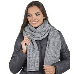 VIVISENCE Damen Winter Schal Warm Und Bequem Halsbedeckung Für Herbst Und Winter Warm Dick Schal, Klassisch Winterschal Für Frauen, Hergestellt In Der EU, Hellgrau von VIVISENCE