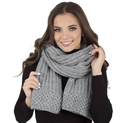 VIVISENCE Damen Winter Schal Warm Und Bequem Halsbedeckung Für Herbst Und Winter Warm Dick Schal, Klassisch Winterschal Für Frauen, Hergestellt In Der EU, Hellgrau von VIVISENCE