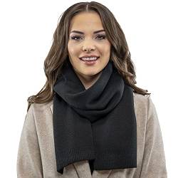 VIVISENCE Damen Winter Schal Warm Und Gemütlich Halsbedeckung An Winter Und Herbst Warm Dick Schal, Klassisch Winterschal Für Frauen, Hergestellt In EU, Schwarz von VIVISENCE