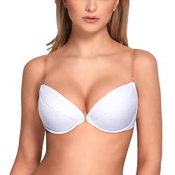 VIVISENCE Eve 1012 Push-Up BH Dame Transparent Rückenfrei Abnehmbar Musterlos EU, Weiß,75D von VIVISENCE