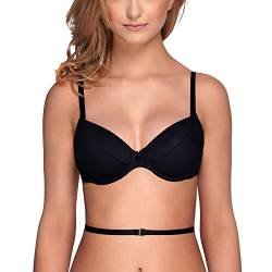 VIVISENCE Kate 1011 Push-Up BH Dame Maximizer Multiway Rückenfrei Abnehmbar, Schwarz,65D von VIVISENCE