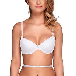 VIVISENCE Kate 1011 Push-Up BH Dame Maximizer Multiway Rückenfrei Abnehmbar, Weiß,85C von VIVISENCE