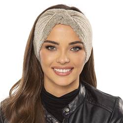 Vivisence Dame Stirnband Kopfbedeckung Herbst Winter Gestreift 7038, Beige,Einheitsgröße von VIVISENCE