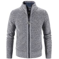 VIYASI Herren Strickjacke, Frühling Herbst Strickpullover Herren Slim Fit Strickjacke Herren Kausal Pullover Mäntel Solide Einreiher Strickjacke Herren (Color : Light grey, Size : L) von VIYASI