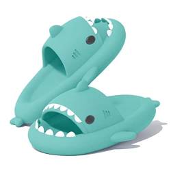 VIYEAR Cloud Shark Slides Slippers, Shark Slippers, Summer SlippersSchnell trocknende Sommerduschsandalen, rutschfeste und weiche, niedliche Cartoon-Hai-Duschhausschuhe Minzgrün 36/37 von VIYEAR