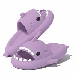 VIYEAR Cloud Shark Slides Slippers, Shark Slippers, Summer SlippersSchnell trocknende Sommerduschsandalen, rutschfeste und weiche, niedliche Cartoon-Hai-Duschhausschuhe lila 38/39 von VIYEAR